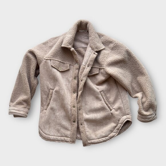 12th Tribe Bobbi Tan Suede Sherpa Jacket - Size L - Picture 4 of 11